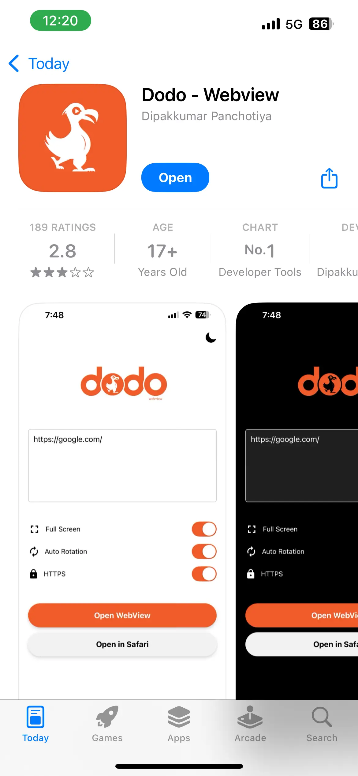 Install Dodo WebView app from App Store for NetMirror iOS