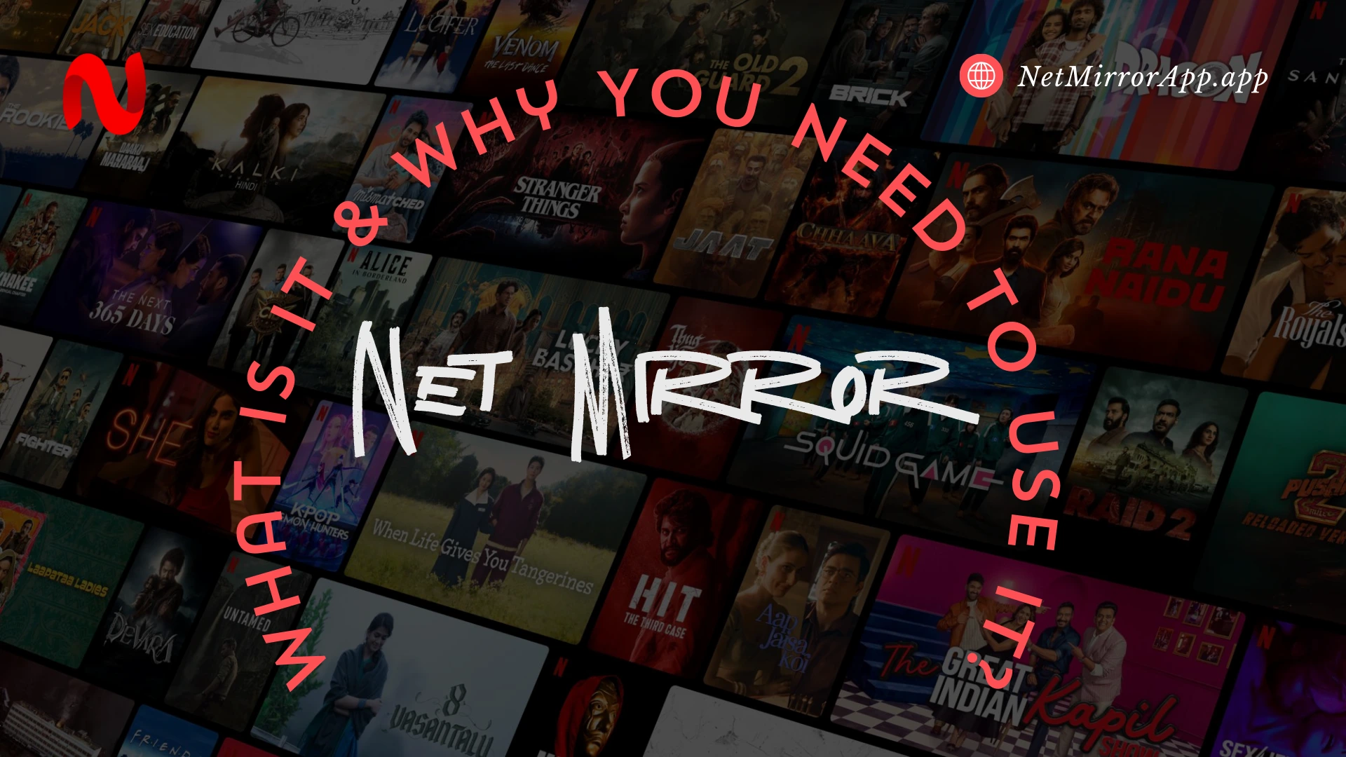 NetMirror logo with “What is it & Why You Need to Use It” text over a streaming background featuring popular movies and web series