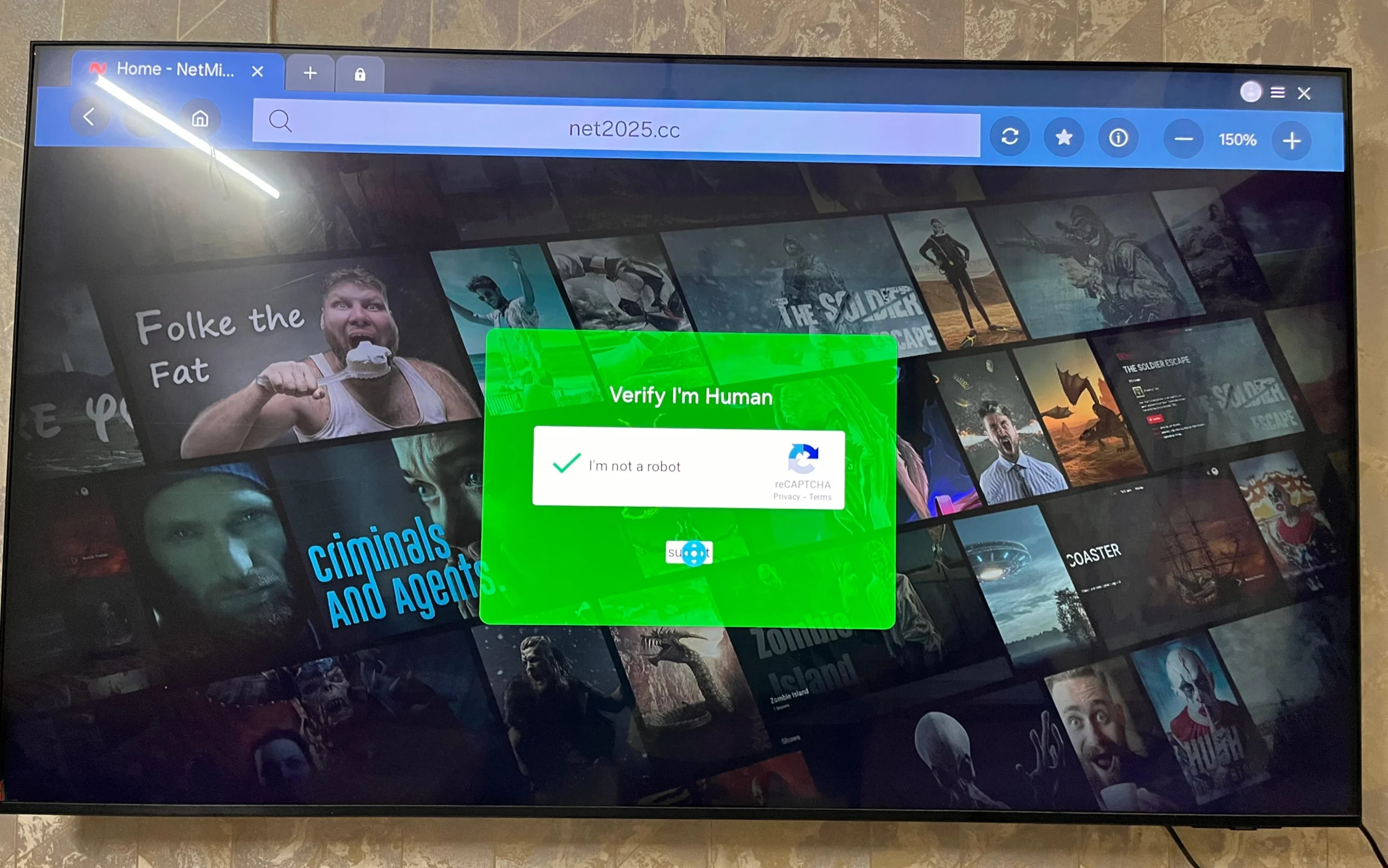 NetMirror sign-in screen on Smart TV browser